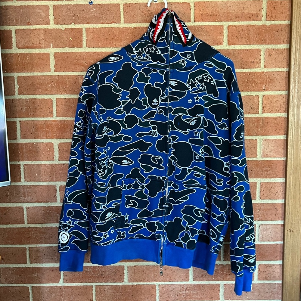 BAPE STA camo shark full zip hoodie psyche jacket Blue